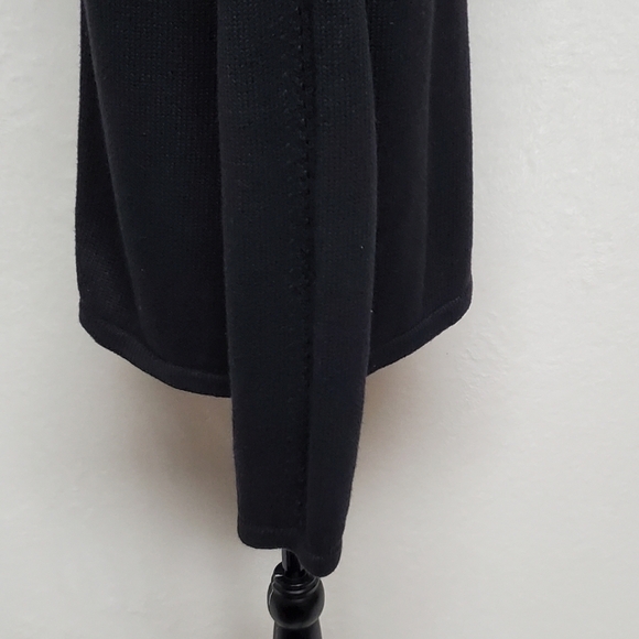 VINTAGE 90s Cherokee Black Cotton Blend Loose Knit Long Sleeve Full-zip Cardigan - Picture 9 of 14